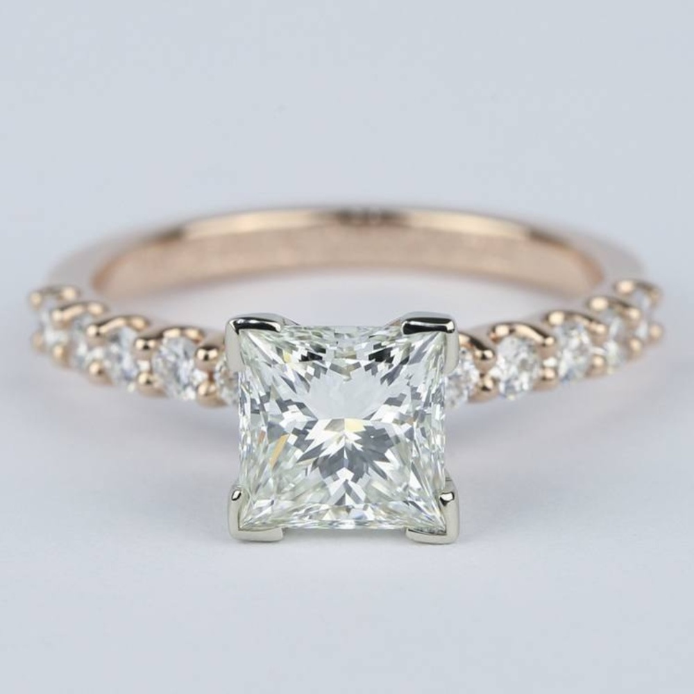2 Carat Princess Cut Moissanite Engagement Ring